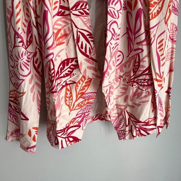 Lulus Tropical Open Front Blazer Medium in Red Pink Linen Blend - Picture 3 of 8
